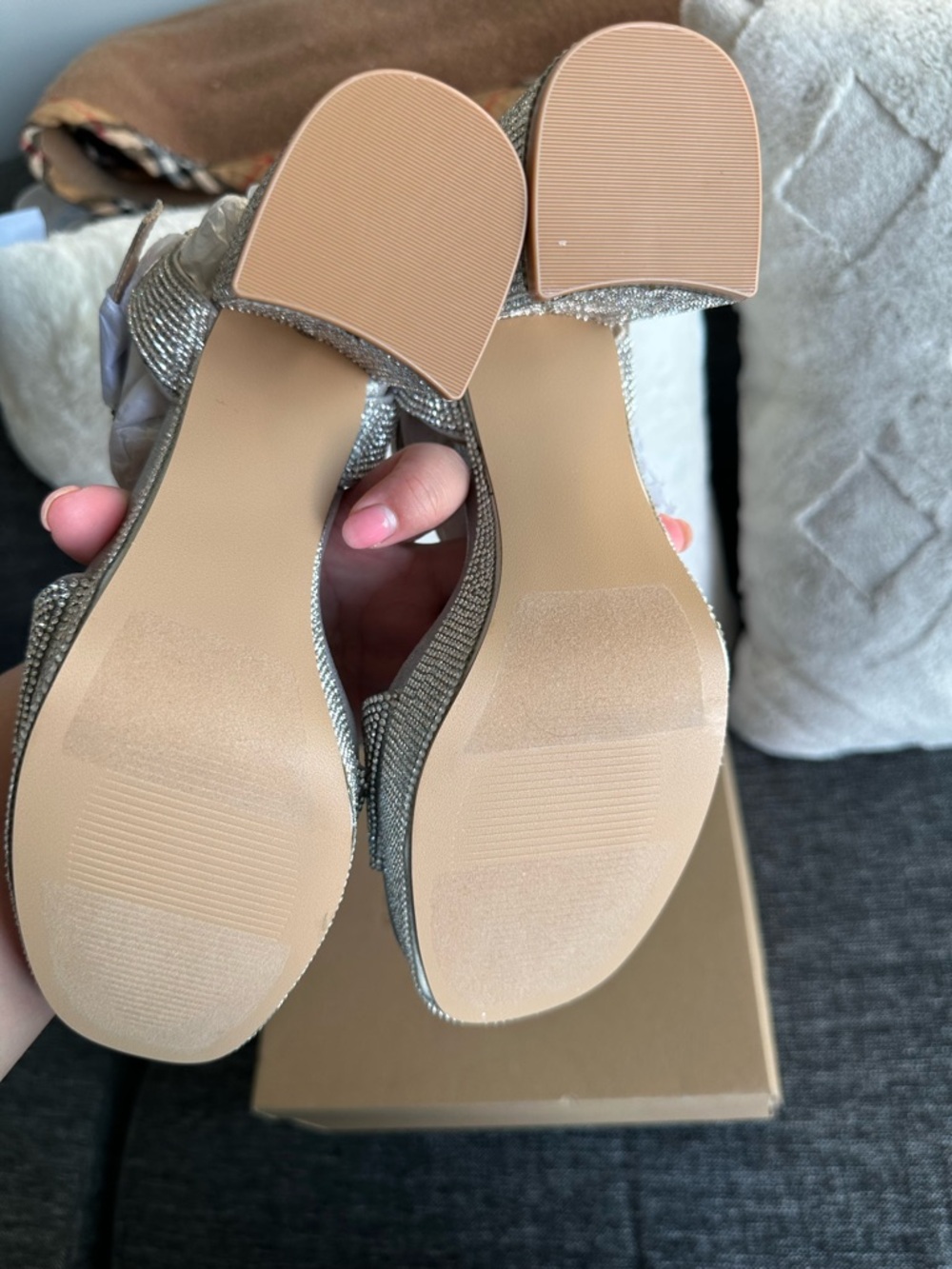 Steve Madden Silver Rhinestone Platform Sandals - Picture 7 of 9